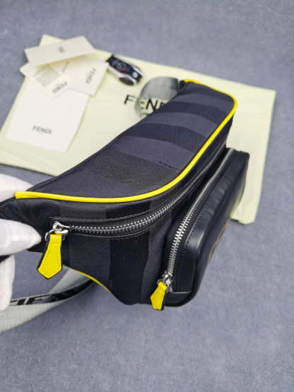 FI Little Monster Belt Bag Black/Yellow/Gray For Men, Men&#8217;s Bags 7.9in/20cm FF