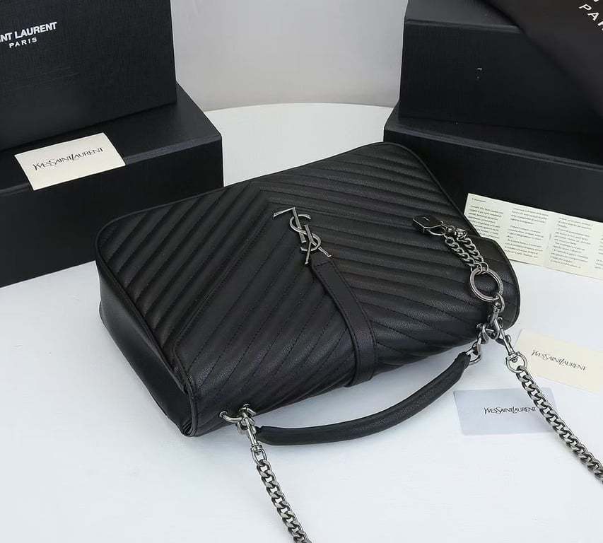 SAINT LAURENT COLLEGE LARGE CHAIN BAG BLACK 32CM