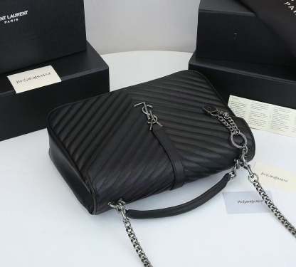 SAINT LAURENT COLLEGE LARGE CHAIN BAG BLACK 32CM