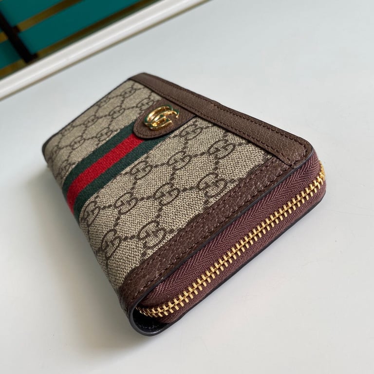 GG OPHIDIA ZIP AROUND WALLET 19.5CM BROWN 523154 96IWG 8745