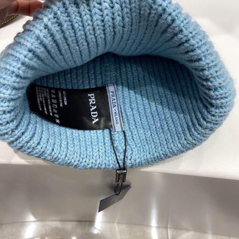 PD WOOL AND CASHMERE BEANIE SLIVER BLUE