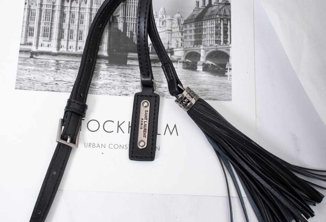 SAINT LAURENT LOU CAMERA BAG IN QUILTED BLACK SILVER LEATHER 23CM