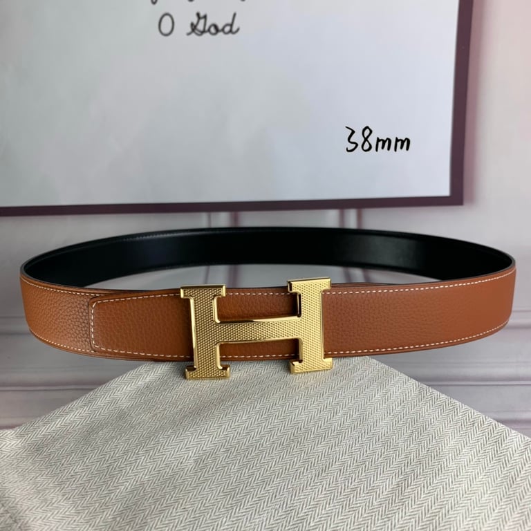 HM BELT TOGO SWIFT GOLD BUCKLE BROWN 38MM