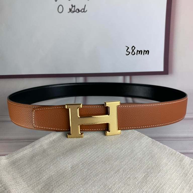 HM BELT TOGO SWIFT GOLD BUCKLE BROWN 38MM