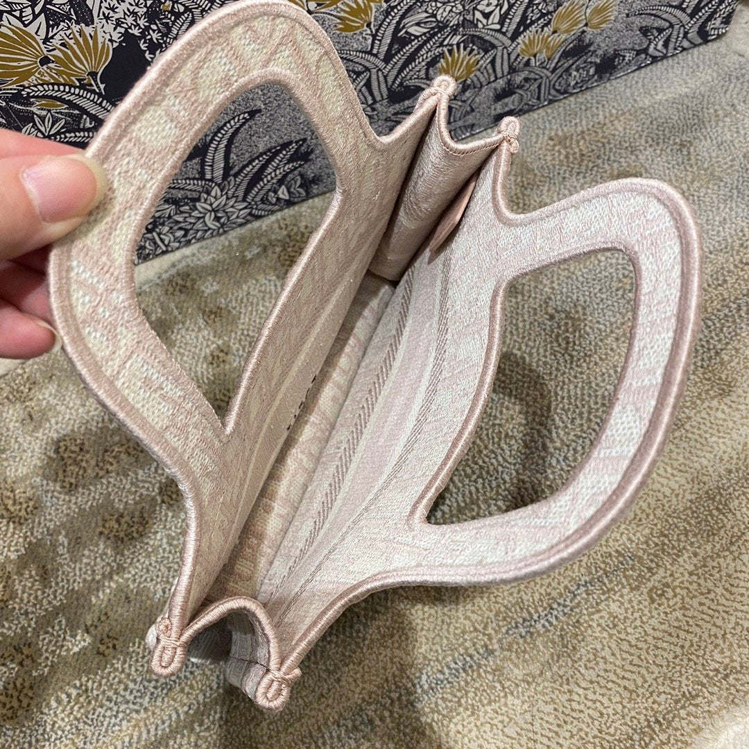 DI Mini Book Tote Rose Des Vents Oblique Embroidery, Light Pink, For Women Women’s Handbags, 23cm CD