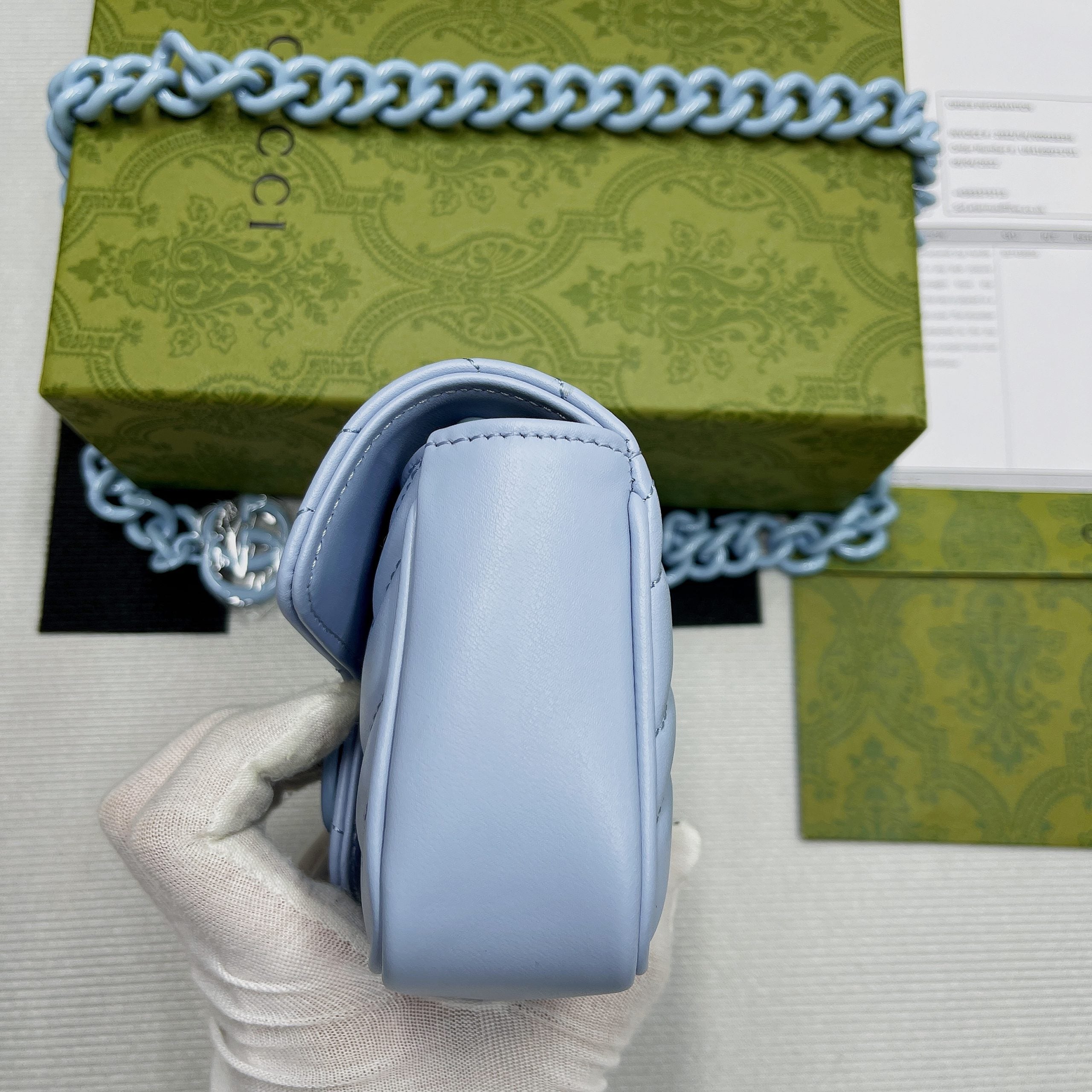 gg Marmont Super Mini Bag Blue For Women, Women&#8217;s Bags 6.2in/17cm gg