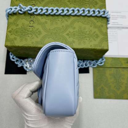 gg Marmont Super Mini Bag Blue For Women, Women&#8217;s Bags 6.2in/17cm gg