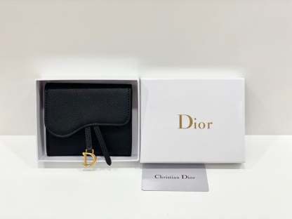 dir SADDLE LOTUS WALLET BLACK GOATSKIN 11CM S5652CCEH M900
