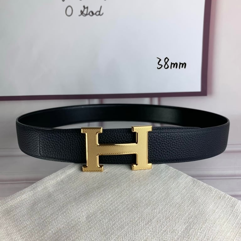 HM BELT TOGO SWIFT GOLD BUCKLE BLACK 38MM
