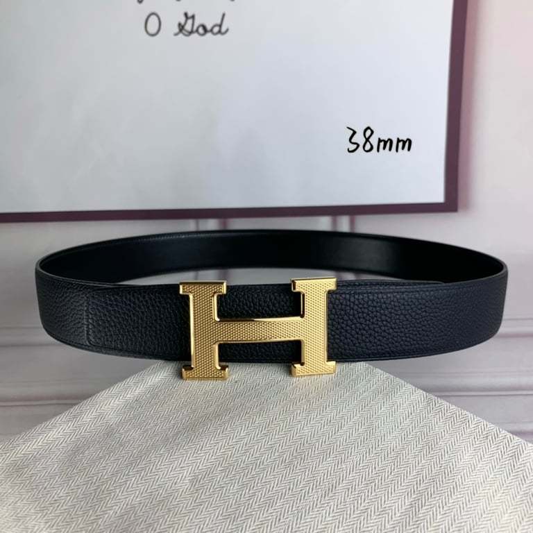 HM BELT TOGO SWIFT GOLD BUCKLE BLACK 38MM