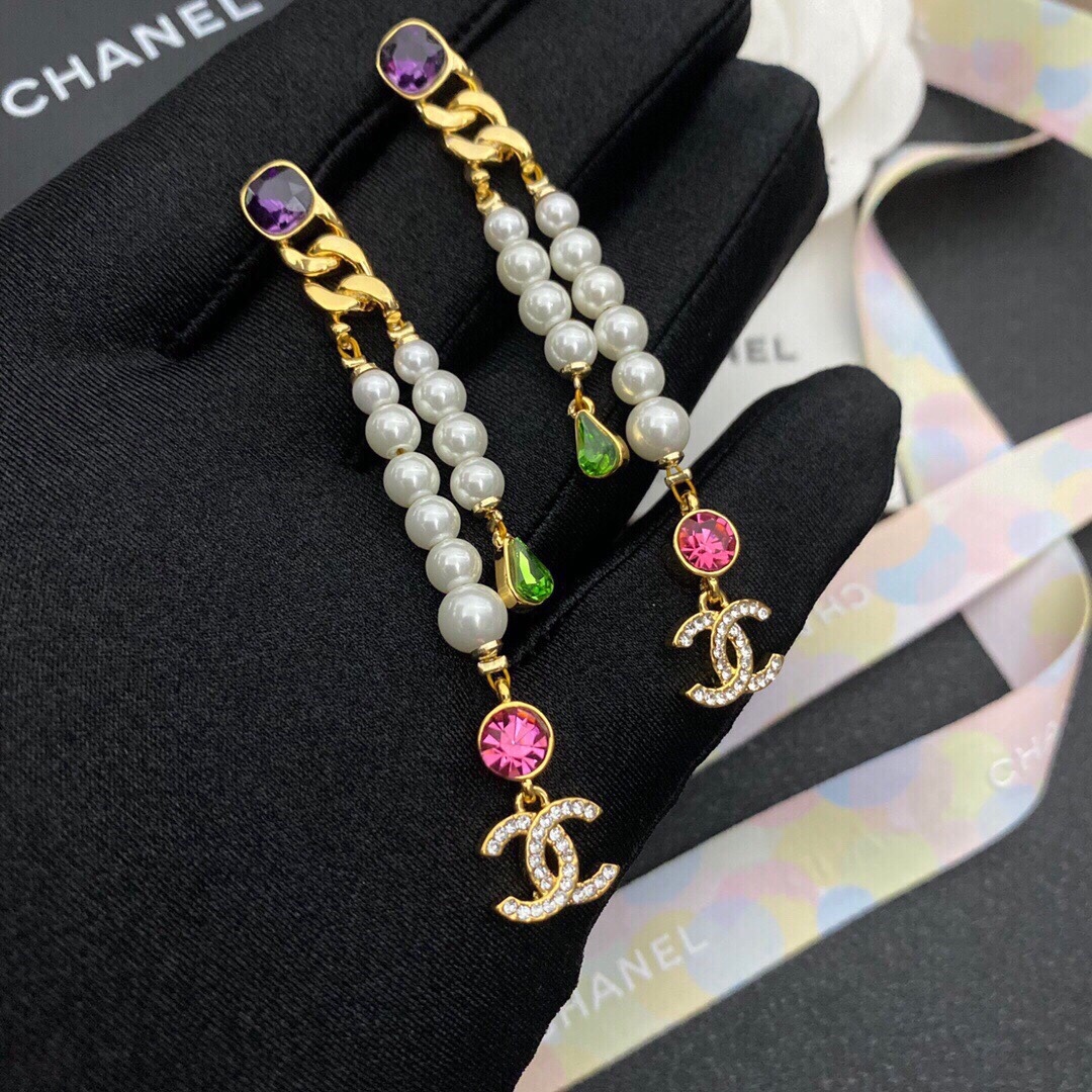CC CC STRASS DROP EARRINGS
