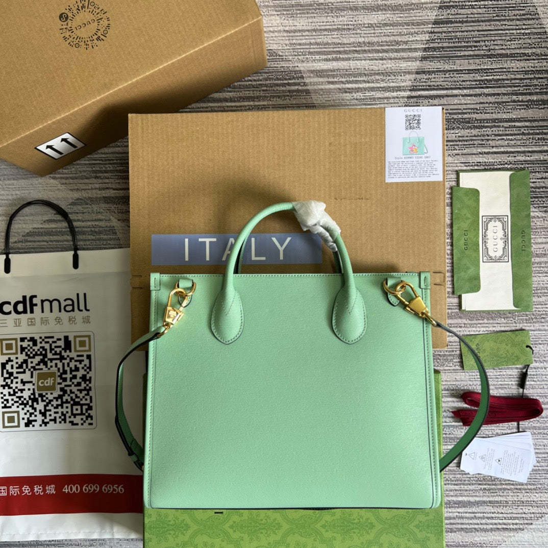 gg Bananya Print Small Tote Green For Women, Women’s Bags 12.2in/31cm gg 659983 U22AG 3067