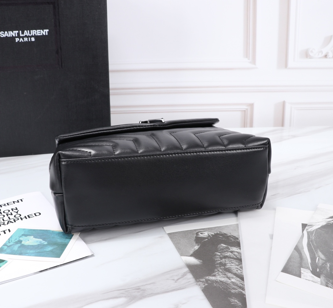 YSL LOULOU SMALL CHAIN BAG IN MATELASSÉ Y BLACK NOIR 23CM 494699DV7281000