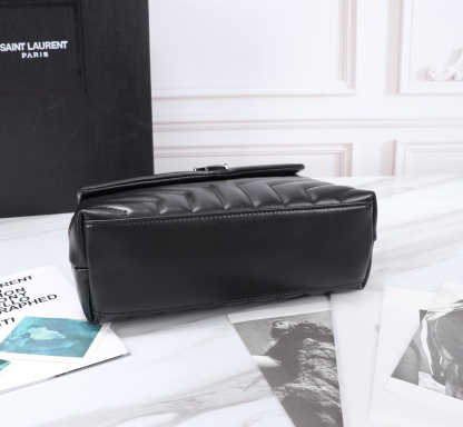 YSL LOULOU SMALL CHAIN BAG IN MATELASSÉ Y BLACK NOIR 23CM 494699DV7281000