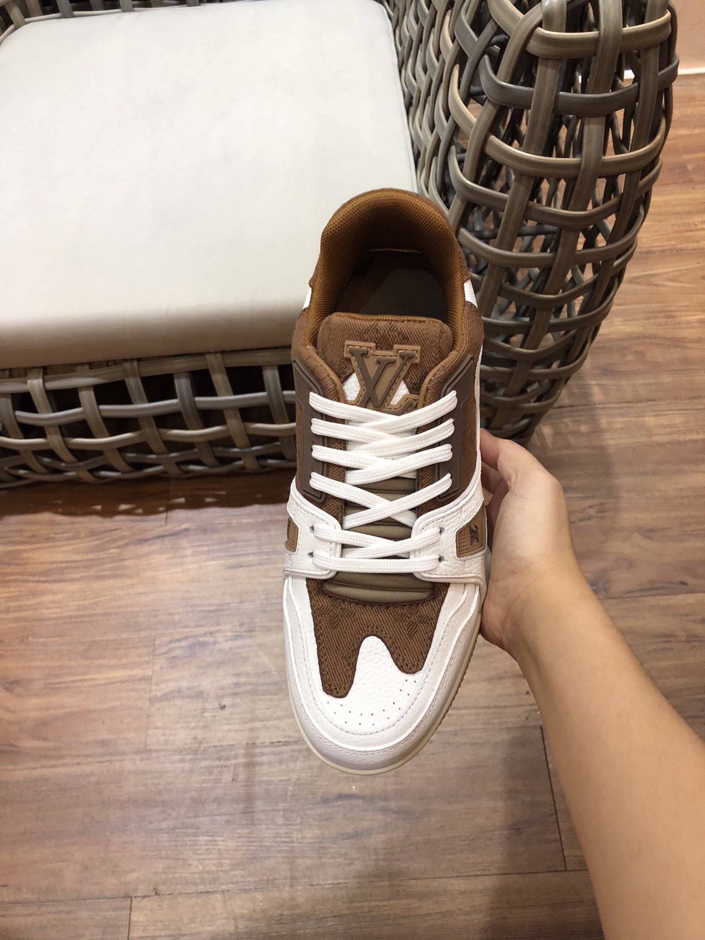 LUV TRAINER SNEAKER RUBBER MONOGRAM WHITE/BROWN VIRGIL ABLOH