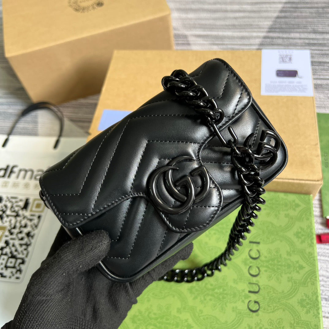 gg Marmont Super Mini Bag Black For Women, Women’s Bags 6.2in/17cm gg