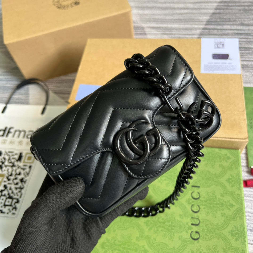 gg Marmont Super Mini Bag Black For Women, Women’s Bags 6.2in/17cm gg