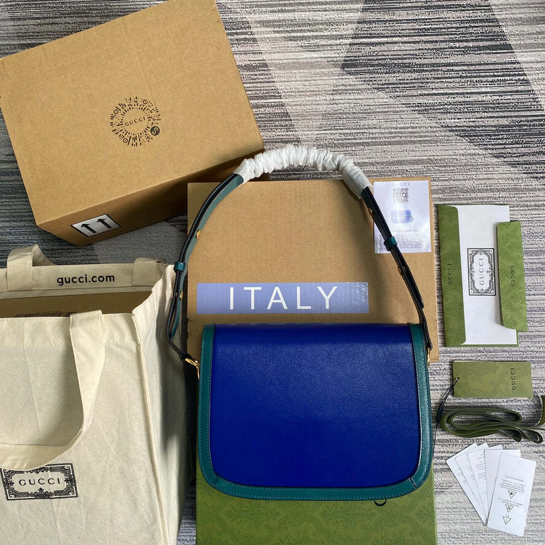 gg Horsebit 1955 Shoulder Bag Blue For Women, Women’s Bags 9.8in/25cm gg