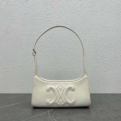 CE Cuir Triomphe Shoulder Bag White For Women 9.4in/24cm