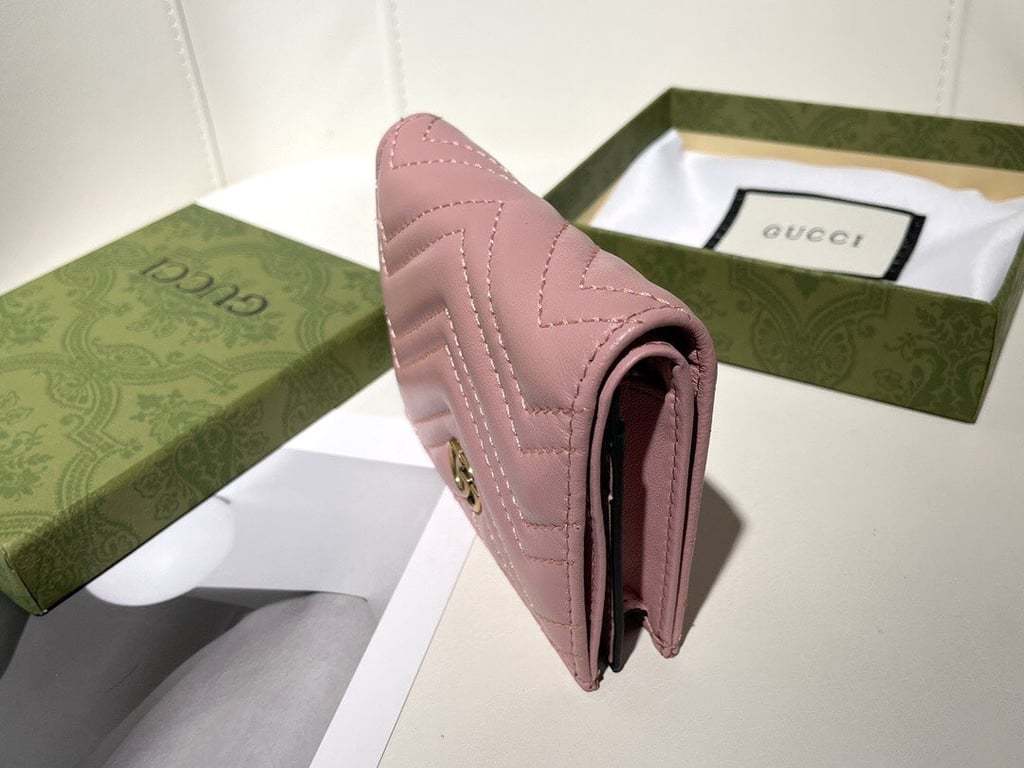 GG MARMONT CARD CASE WALLET 11CM PINK 466492 DTD1T 6433