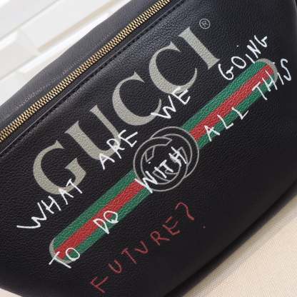 GG BLACK LOGO PRINT MEDIUM BELT BAG