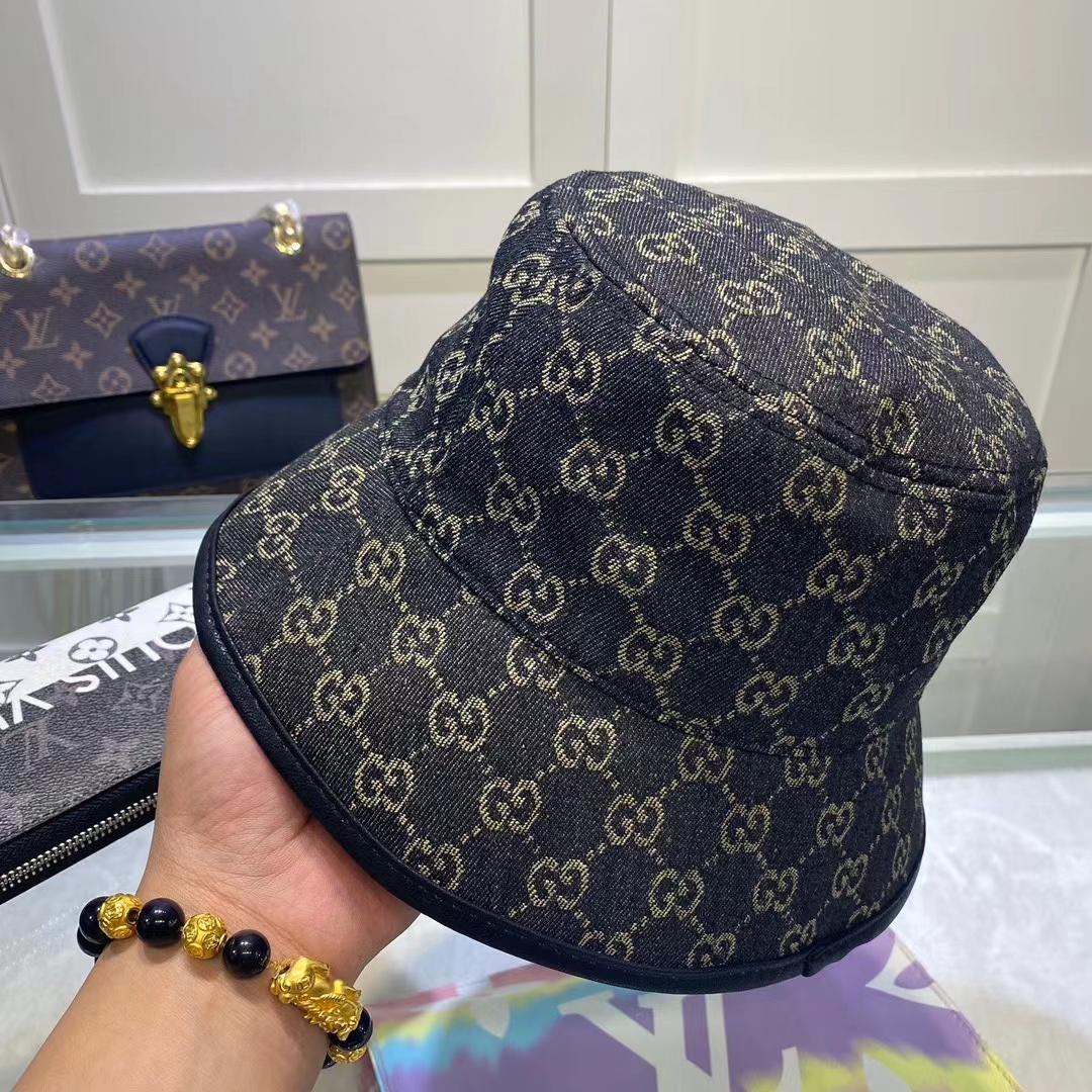 GG GG SUPREME DENIM BUCKET HAT BLACK