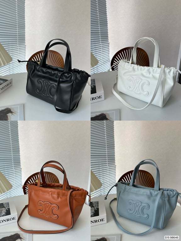 CE SMALL CABAS DRAWSTRING CUIR TRIOMPHE IN SMOOTH CALFSKIN BROWN 24CM