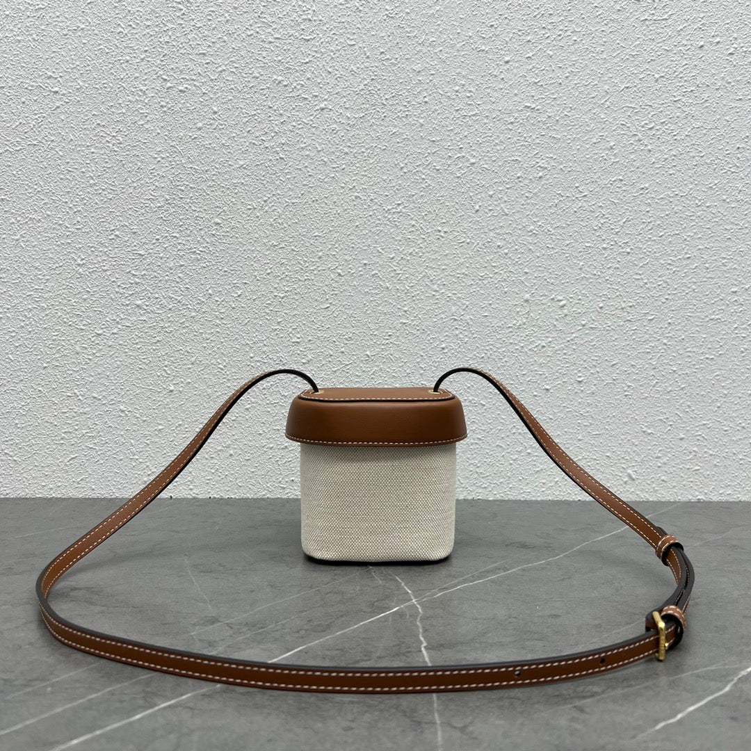 CE Small Box Cuir Triomphe In Textile Natural / Tan For Women 4in/11cm 