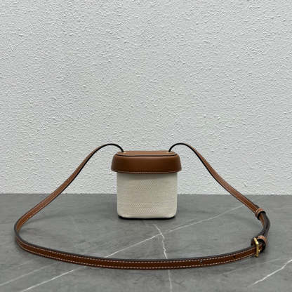 CE Small Box Cuir Triomphe In Textile Natural / Tan For Women 4in/11cm 