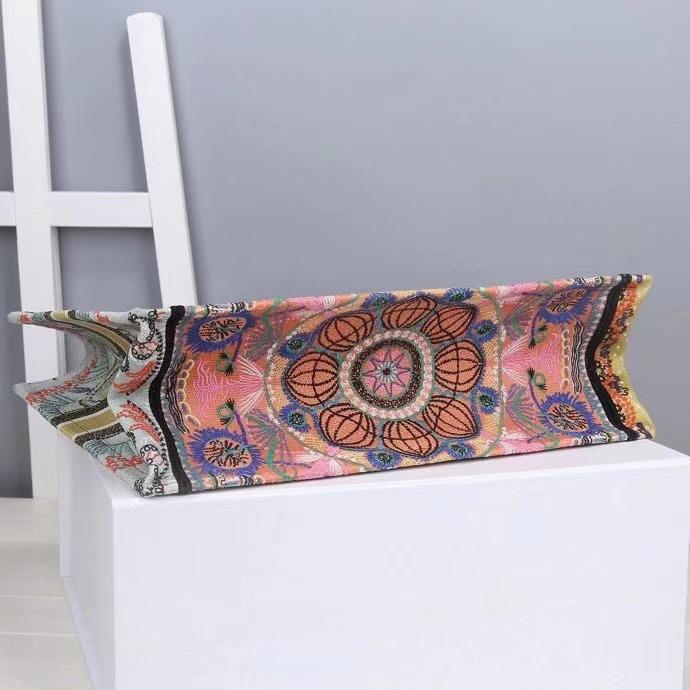 DI Large Book Tote Multicolor In Lights Embroidery, Pink Multicolor, For Women Women’s Handbags, Shoulder Bags, 42cm CD