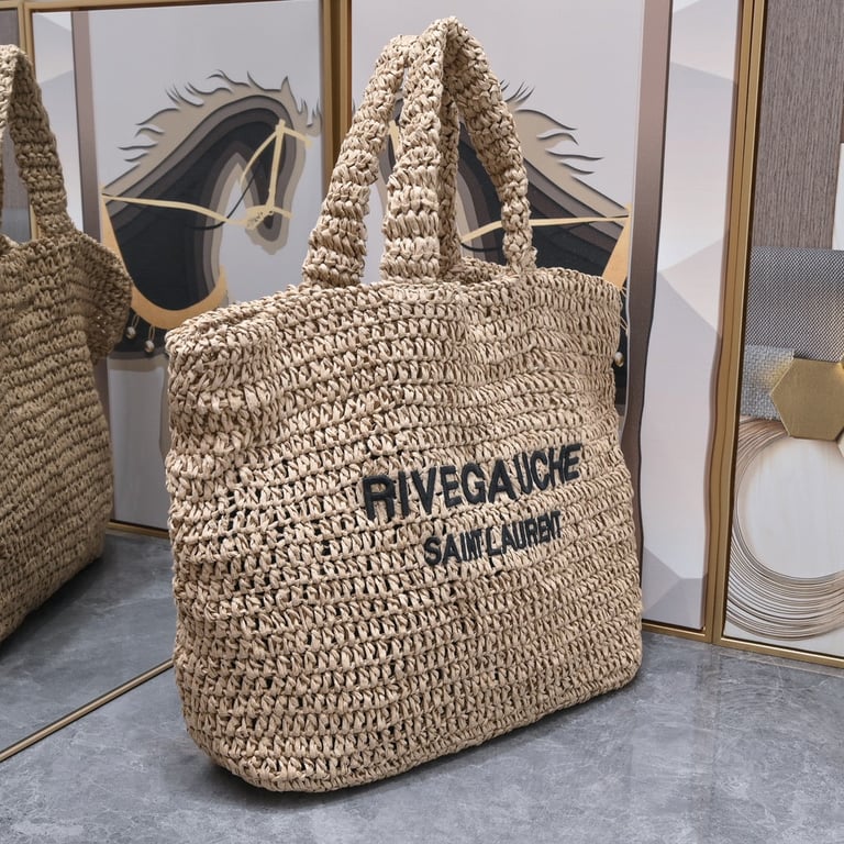 SAINT LAURENT TOTE RIVE GAUCHE RAFFIA CROCHET