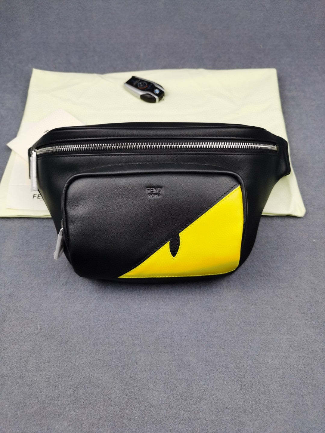 FI Little Monster Belt Bag Black/Yellow For Men, Men’s Bag 7.9in/20cm FF