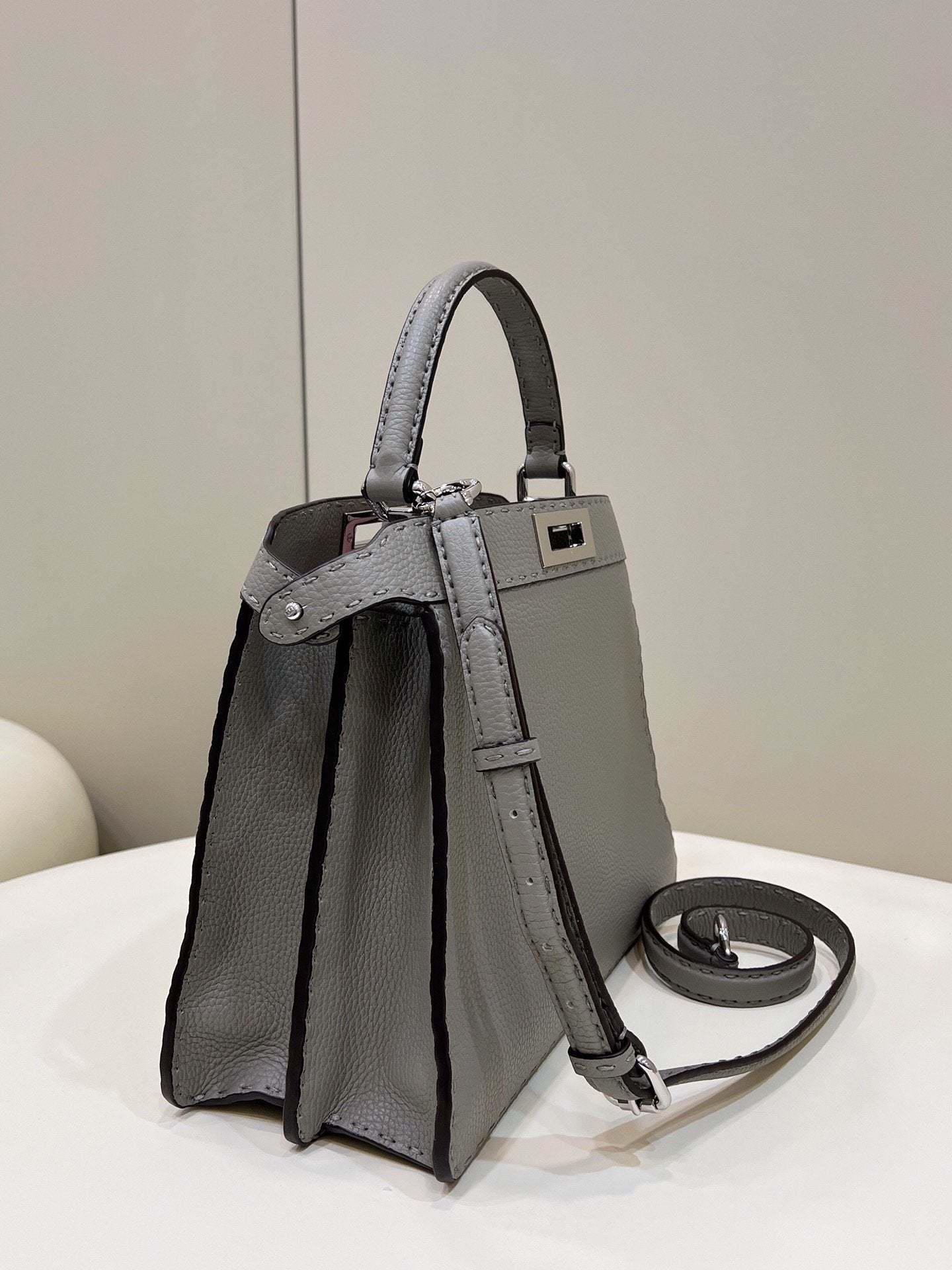 FI Peekaboo ISeeU Medium Gray For Women, Women’s Handbags, Shoulder Bags 13.1in/33.5cm FF