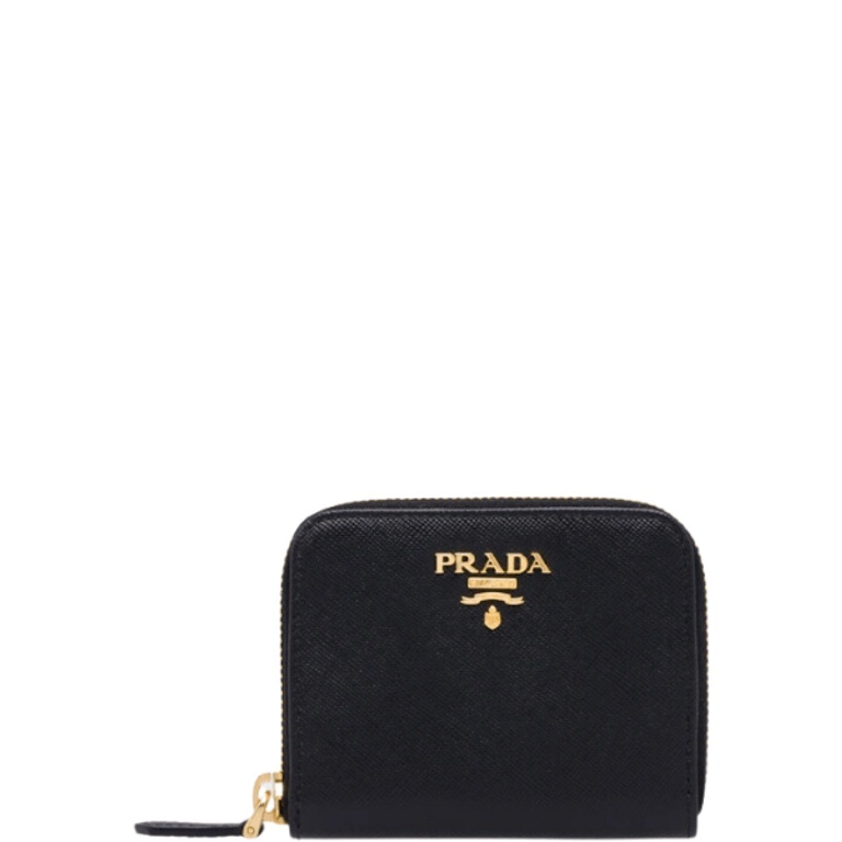 PR SAFFIANO LEATHER COIN PURSE BLACK WALLET 10CM 1MM268 QWA F0002