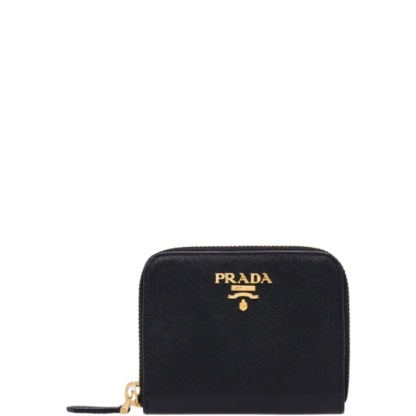 PR SAFFIANO LEATHER COIN PURSE BLACK WALLET 10CM 1MM268 QWA F0002