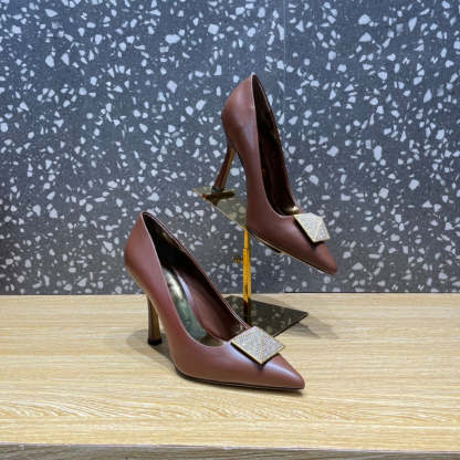 Valentino Garavani One Stud Pump With Maxi Stud Crystals Brown For Women WS0FH8XIC