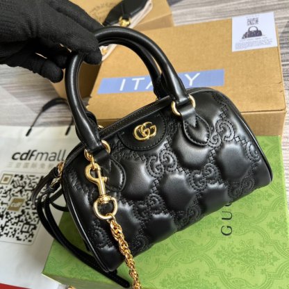 gg Matelasse Top Handle Bag Black For Women, Women&#8217;s Bags 7.5in/19cm gg ‎702251 UM8HG 1046