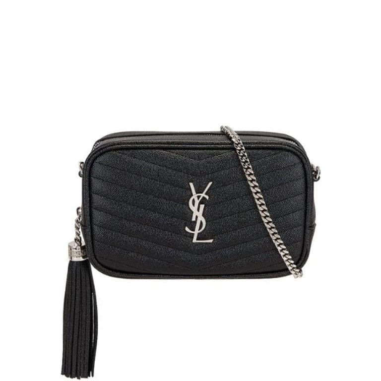 SAINT LAURENT LOU CAMERA BAG IN QUILTED NOIR LEATHER BLACK 18CM