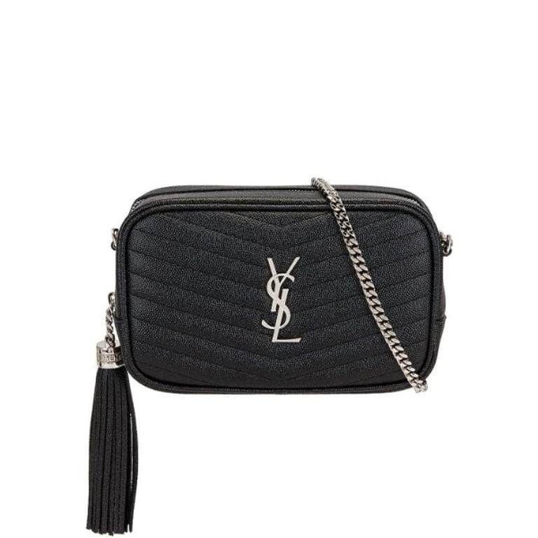 SAINT LAURENT LOU CAMERA BAG IN QUILTED NOIR LEATHER BLACK 18CM