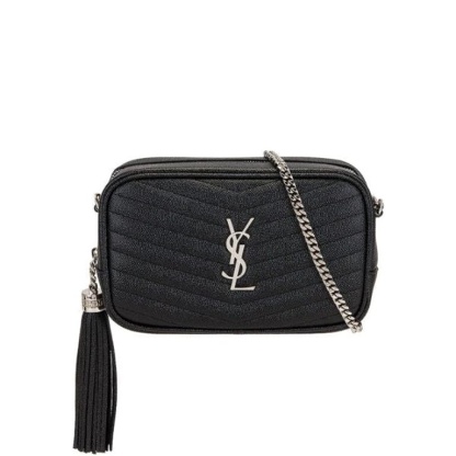 SAINT LAURENT LOU CAMERA BAG IN QUILTED NOIR LEATHER BLACK 18CM