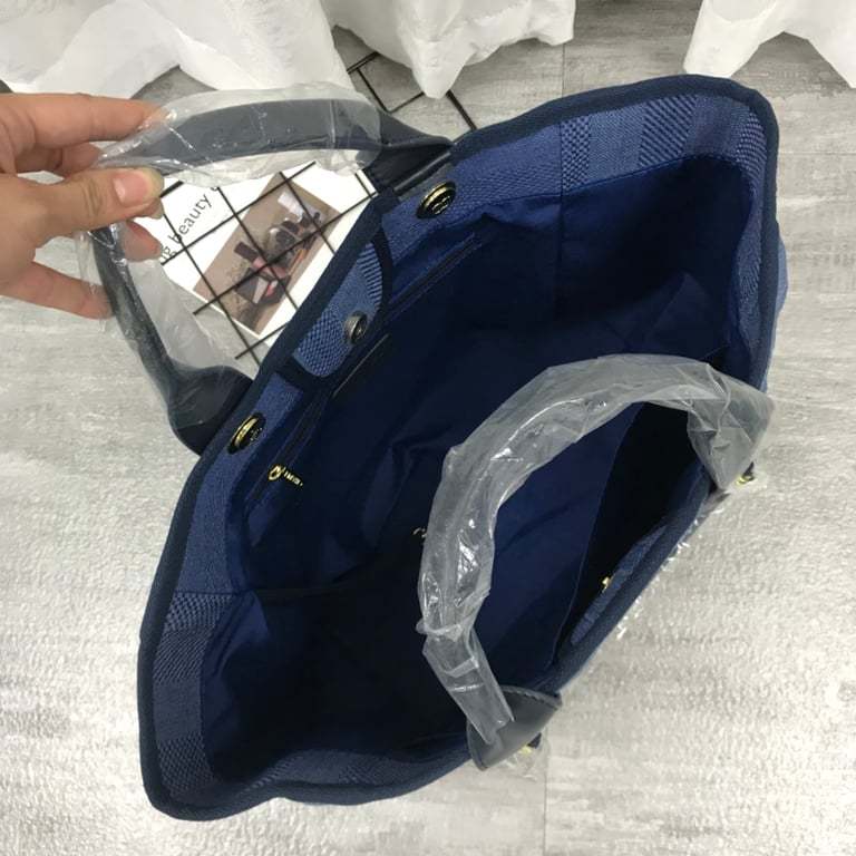 CHL 38CM CANVAS LARGE NAVY BLUE DEAUVILLE TOTE BAG