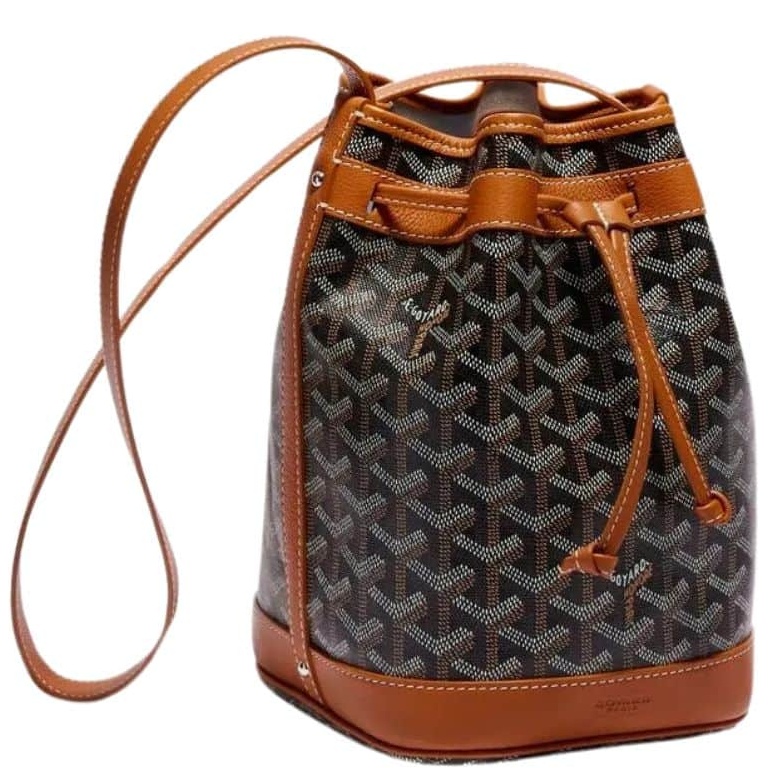 GY GYINE PETIT FLOT BUCKET BAG BLACK TAN 23CM