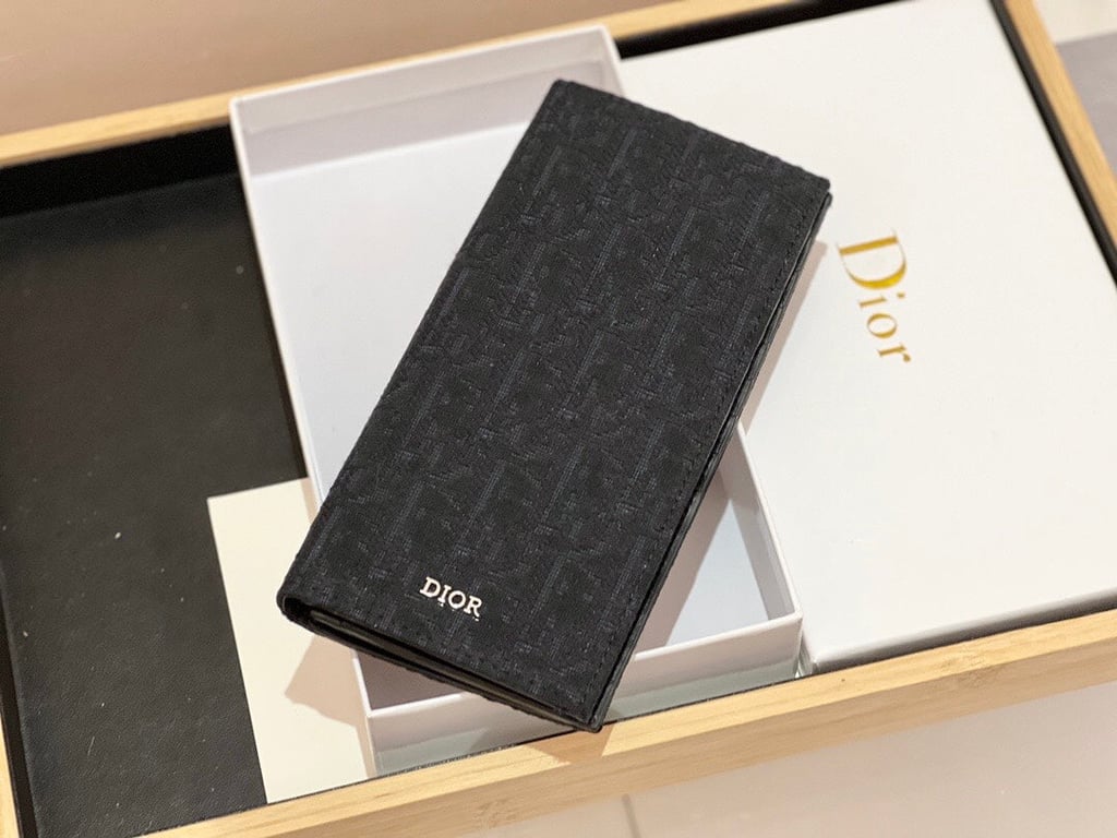dir LONG BI FOLD CARD HOLDER BLACK OBLIQUE JACQUARD 17.5CM 2ESCH147YSE H03E