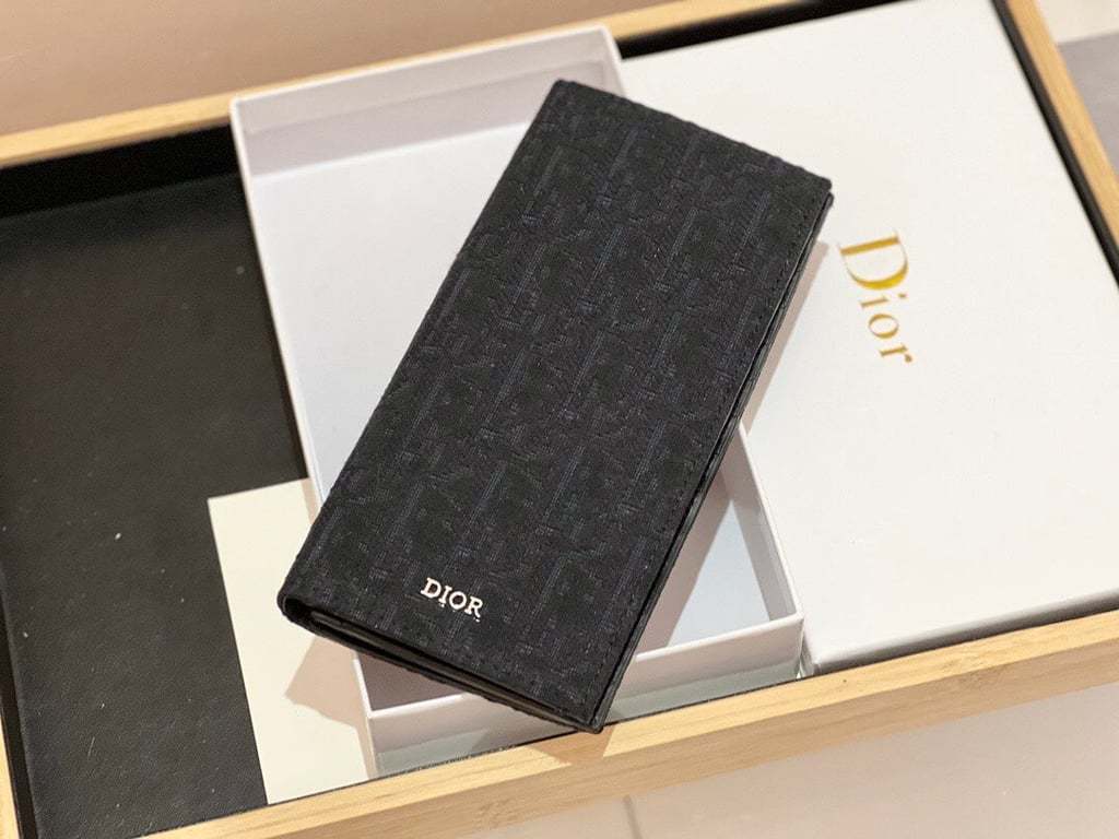 dir LONG BI FOLD CARD HOLDER BLACK OBLIQUE JACQUARD 17.5CM 2ESCH147YSE H03E