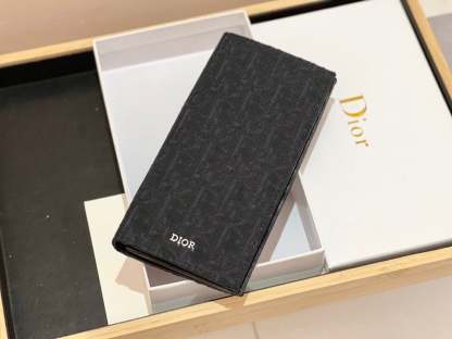 dir LONG BI FOLD CARD HOLDER BLACK OBLIQUE JACQUARD 17.5CM 2ESCH147YSE H03E
