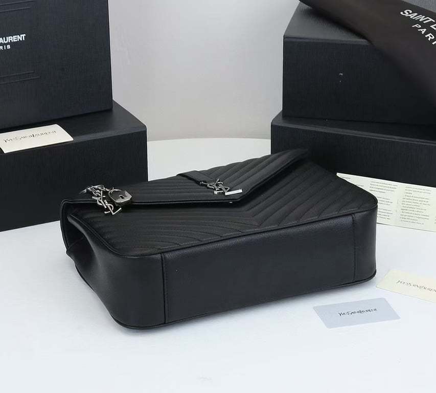 SAINT LAURENT COLLEGE LARGE CHAIN BAG BLACK 32CM
