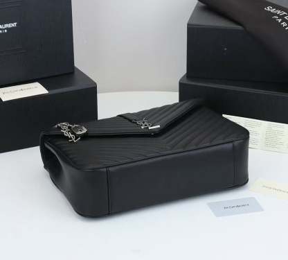 SAINT LAURENT COLLEGE LARGE CHAIN BAG BLACK 32CM