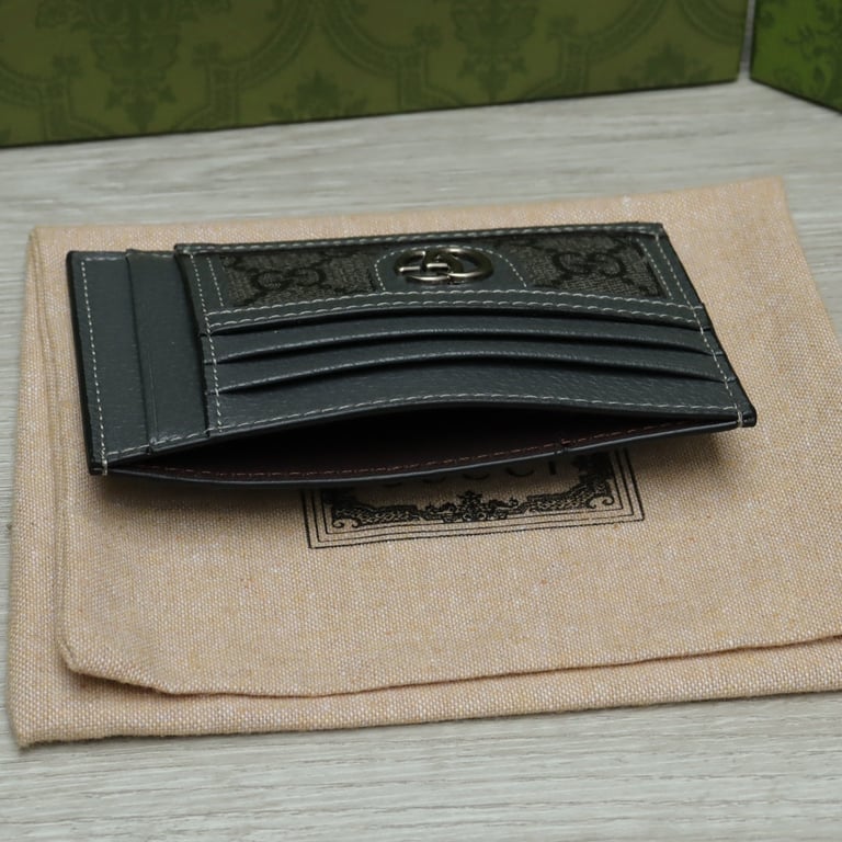 GG OPHIDIA CARD CASEGREY AND BLACK 11CM 732018 UULBN 1244