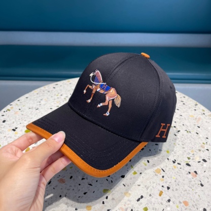 HM CANVAS BASEBALL CAP HORSE HAT BLACK