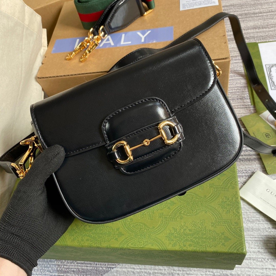 gg Horsebit 1955 Mini Bag Black For Women, Women&#8217;s Bags 8in/21cm gg 658574 18YSG 1060